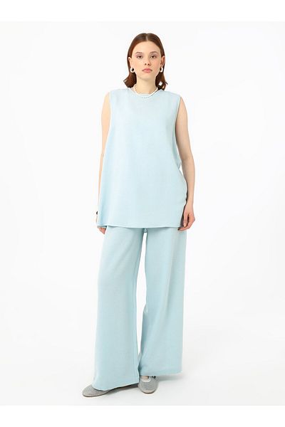 Refka Set din două piese pantaloni tunică din in - Albastru - Refka