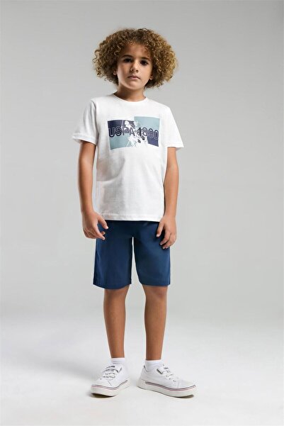 U.S. Polo Assn. U.S. Polo Assn Хлопчачий комплект з бермудських шортів та футболки, білий US2012-G
