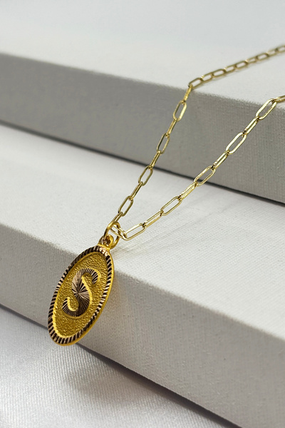 DİAMİNE PIRLANTA 14 Ayar Altın Ataç Zincirli Nostajik S ( Tüm Harfler) Harf P...