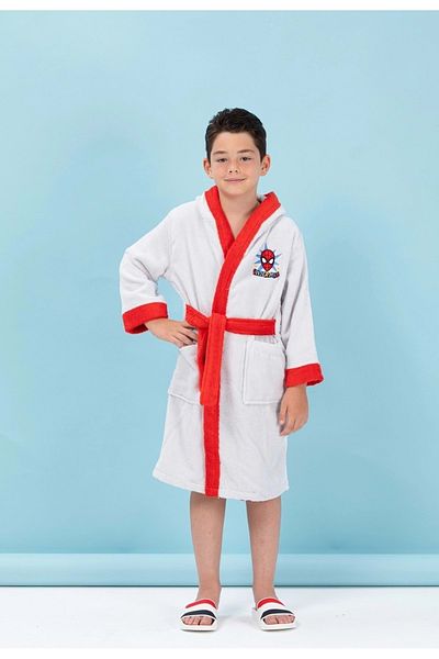 Özdilek 7/8 Years Old Spiderman Gray Gray Door Children's Bathrobe