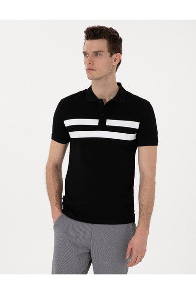 Pierre Cardin تي شيرت أسود بقصة ضيقة 50310154 -VR046