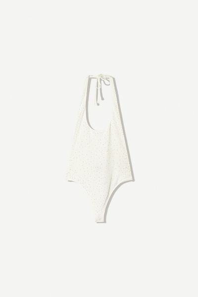 Bershka Bodysuit featuring straps embellished with rhinestones