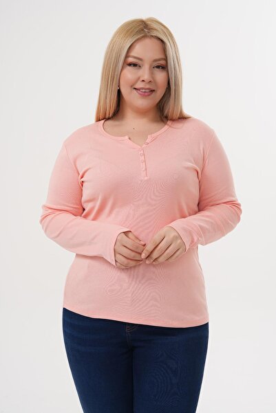 Siyezen Μπλούζα από βαμβάκι και λύκρα με λεπτομέρεια με κουμπιά σε μεγάλο μέγ...