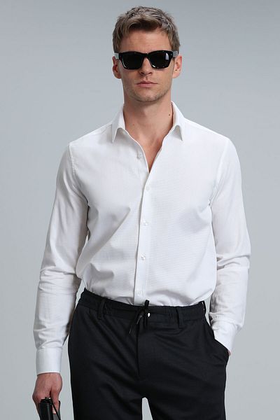 Lufian Marine Men's Basic Shirt Comfort Fit White