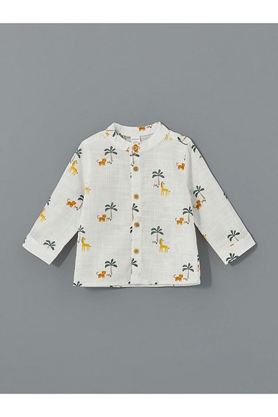 LC Waikiki Prevailing Collar Long Sleeve Patterned Boys' Shirt and Pants Set of 2