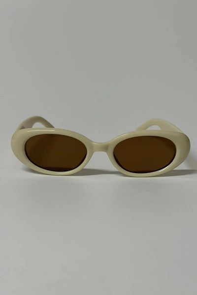 Chunky Frame Cream Cat Eye Vintage Model Oval Sunglasses