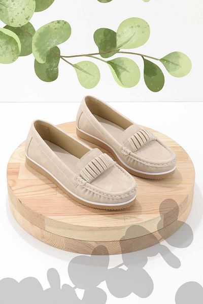 Bambi Beige Damen Loafer - K 01348065409   Modellschuhe