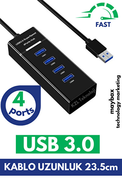 Maybax 3.0 USB Çoğaltıcı, 23.5cm Kablo Uzunluk USB Çoklayıcı 3.0 Hub 2 TB Des...