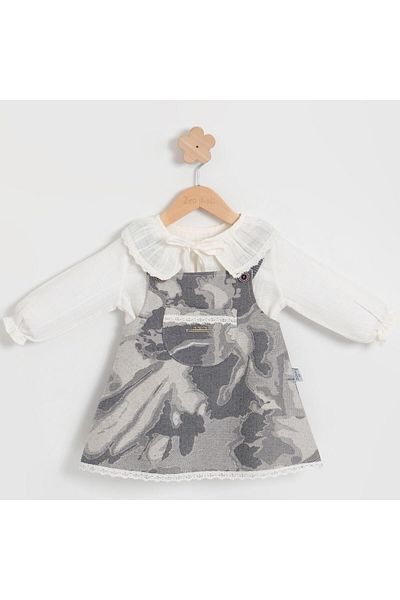 TRENDİMİZBİR Baby Girl Baby Collar Muslin Shirt Dress with Pockets