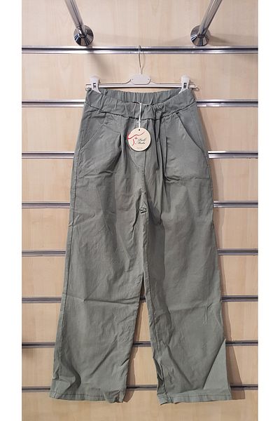 Park Moda Italian Trousers Plain Pattern Wide Leg
