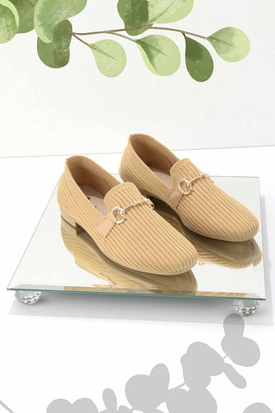 Bambi Camel Knitwear Γυναικεία Loafer Παπούτσια Κ 01320302082