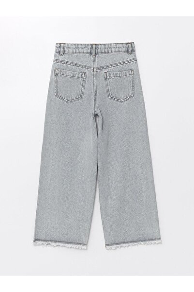 LC Waikiki LCW Kids Asit Yıkamalı Beli Ayarlanabilir Lastikli Kız Çocuk Pantolon (W4)