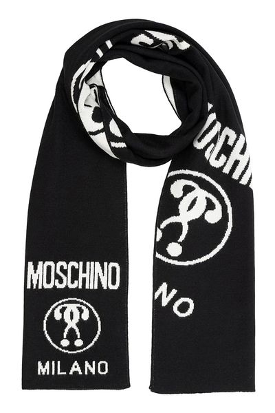 Moschino Wool blend scarf with contrasting logo pattern