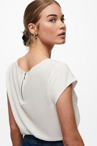 ONLY Onlvic Women's White T-shirt - S/s, Solid Top, Noos Ptm - 15142784