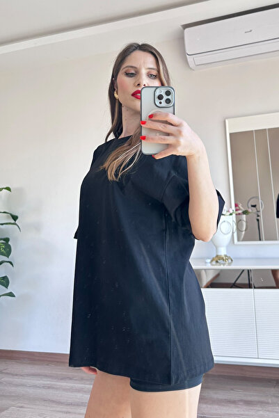 CİDDE Унісекс Прямий базовий без принту Повсякденний бавовняний оверсайз футболка - Жіноча футболка вільного крою з трикотажу