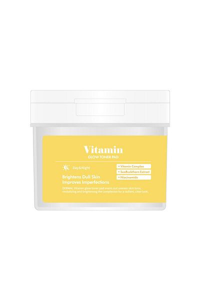 Dermal Vitamin Glow Toner Pad 120 Pieces - 180 ml Tonic Pad with Skin Brightening and Vitamin Complex
