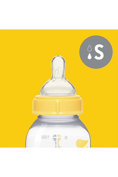Medela Slow Flow Feeding & Storage Bottles, 3 Pack of 5 Ounce Bottle with Nipple, Lids, Wide Base
