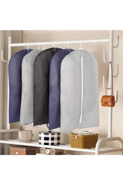 DEMİROĞLU EV TEKSTİL 10 Pieces Gray Suit Cover Gamboc Hurç Closet Organizer Organizer