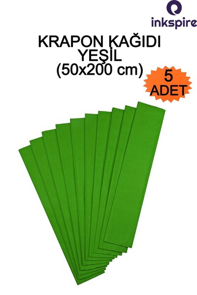 inkspire Krapon Kağıdı 50x200 Cm 5 Adet Yeşil Renk 1 Paket Grapon Kağıt Grafo...