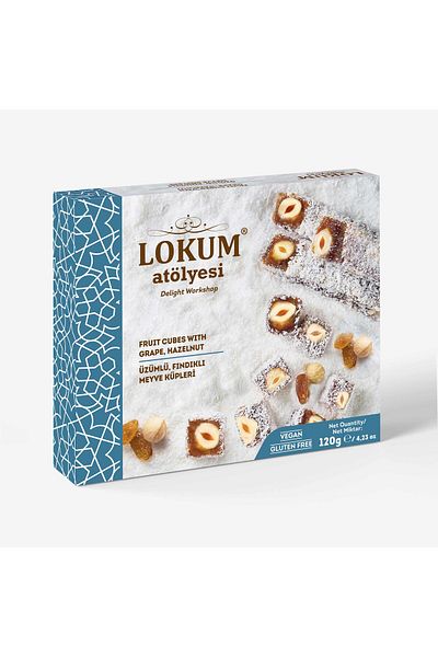 Lokum Atölyesi Fruit Cubes with Grapes, Hazelnuts 120g