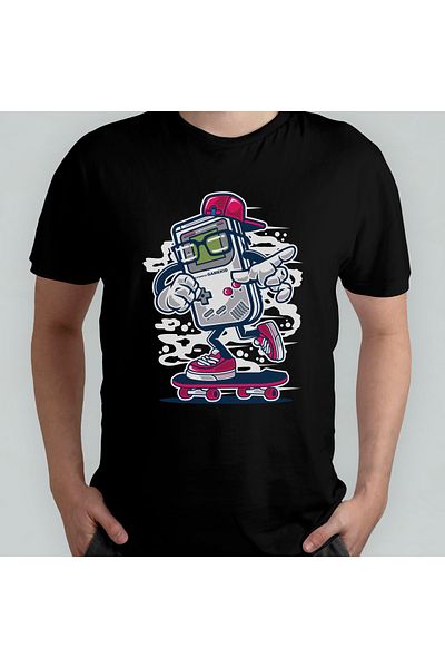 Pixxa Μπλουζάκι Retro Gamer Unisex Turndown γιακά 100% βαμβάκι
