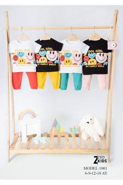 Kids Kingdom Cotton Smiling Face Printed 2-Piece Baby Girl Set