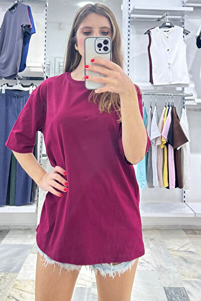 CİDDE Унісекс Прямий базовий без принту Повсякденний бавовняний оверсайз футболка - Жіноча футболка вільного крою з трикотажу