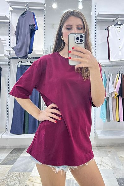 CİDDE Unisex Plain Basic Unprinted Daily Cotton Oversize T-Shirt - Women's Loose Cut Combed Cotton T-Shirt