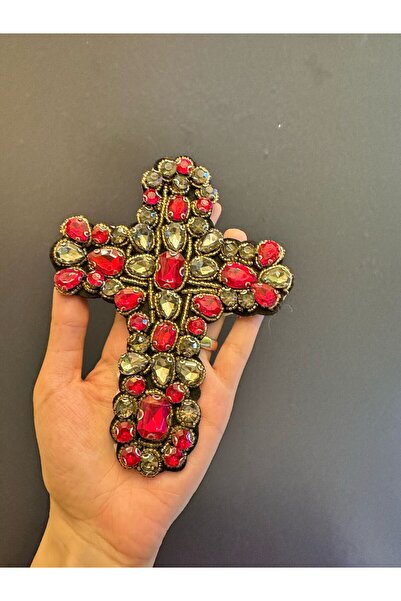 Gönülden Tasarım ZIRKON KAMEN RADOVANJE KRIŽE AMBLEM ŠIVANJE APLIKACIJA 16X13 CM