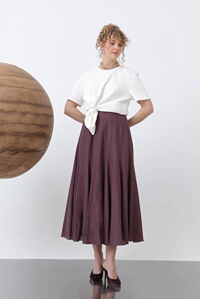 Soul تنورة فوال طويلة للنساء -32257ETK - أحمر كلاريت