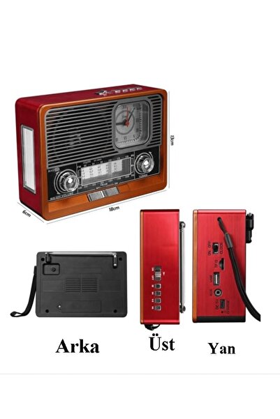 gaman K-105 Fenerli - Saat Göstergeli Nostaljik Radyo - FM RADYO -SD-AUX-BT-USB-
