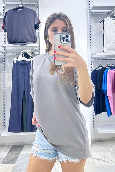 CİDDE Unisex Plain Basic Unprinted Daily Cotton Oversize T-Shirt - Women's Loose Cut Combed Cotton T-Shirt