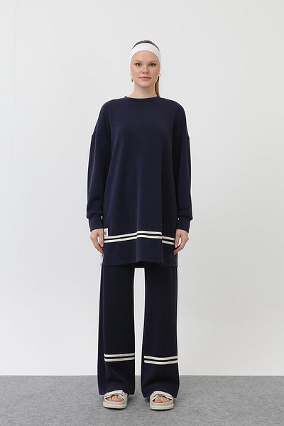 Puane Women's Grosgrain Detailed Suit - 14291Tks - Navy