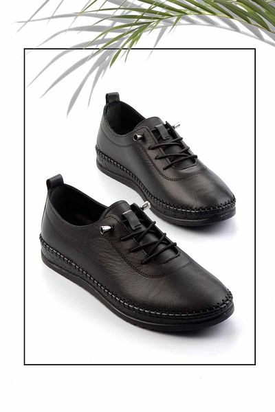 Bambi Genuine Leather Black Women's Casual Shoes - K01467012303
