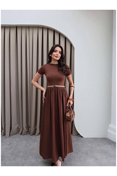 My Blog Hnědé skládané šaty Cenva - 203106