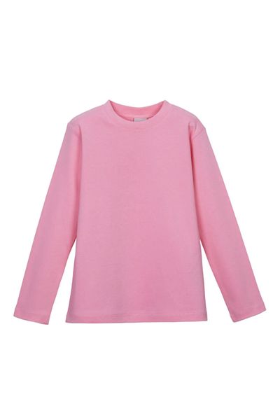 LOVETTI Pink Basic Unisex Kids Crew Neck Long Sleeve T-Shirt