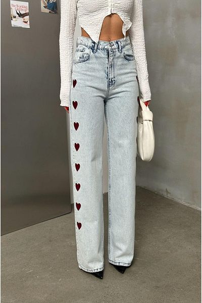 Gofeel Jean albastru cu broderie inimă