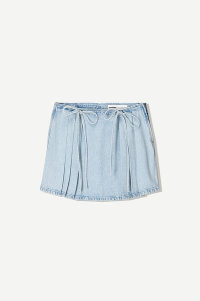 Bershka Denim skort with bow