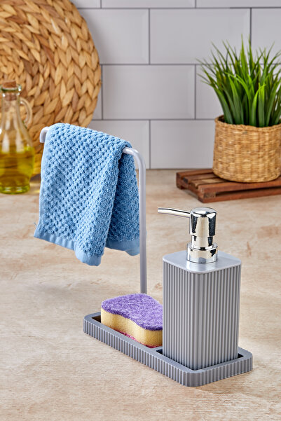 Homie ESTE- Askılı Mutfak Sıvı Sabunluk - Mutfak Bezi Askılı, Sünger Hazneli - Mutfak Lavabo Seti