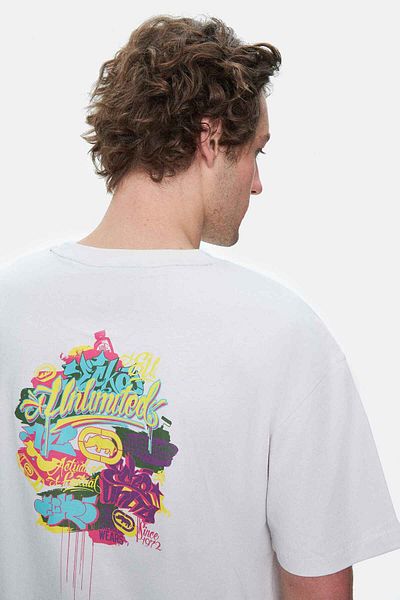 ECKO UNLTD Char White Crew Neck Printed Oversize Men's Tshirt