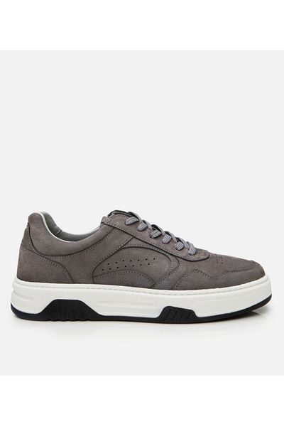 Hotiç Men's Nubuck Leather High-Sole Anthracite Sports Shoes