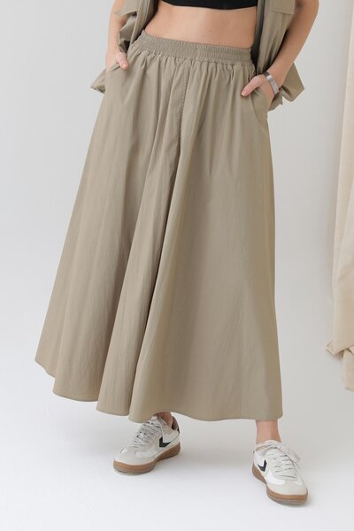 Soul Дамска пола с еластична талия - 32129ETK - каки