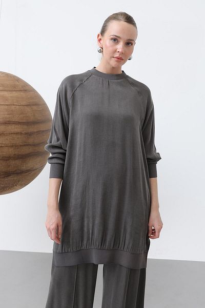 Puane Women's Ribbed Collar Tunic - 10665Tun - Antracite