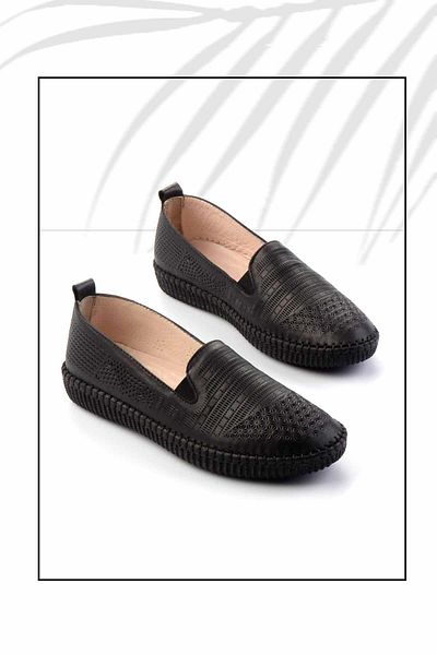 Bambi Black Leather Women's Ballerinas K 01462025103
