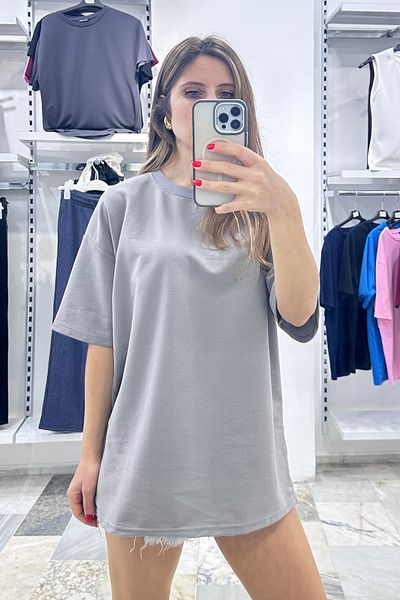 CİDDE Unisex Plain Basic Unprinted Daily Cotton Oversize T-Shirt - Women's Loose Cut Combed Cotton T-Shirt