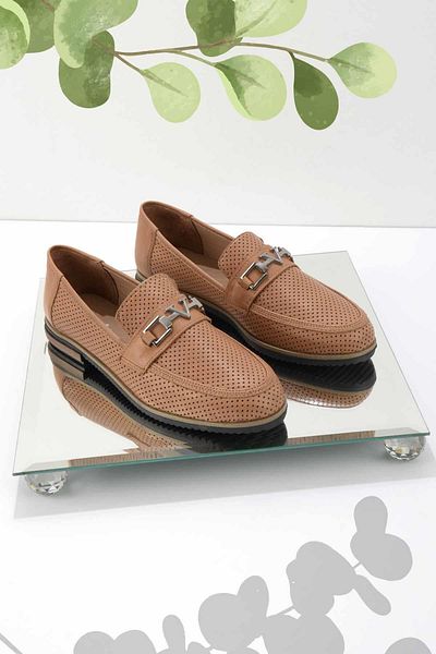 Bambi Tan γνήσιο δέρμα Γυναικεία Loafer Παπούτσια Κ 01586213603