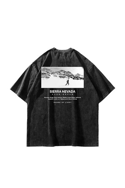 Sekizbiraltı Μαύρο μπλουζάκι με στάμπα Sierra Nevada Oversize Unisex Washed