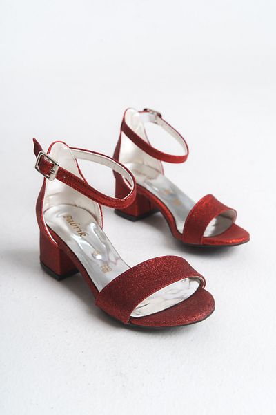 Pabrik Red Girl's Heeled Shoes, Girl's Evening Dress Shoes