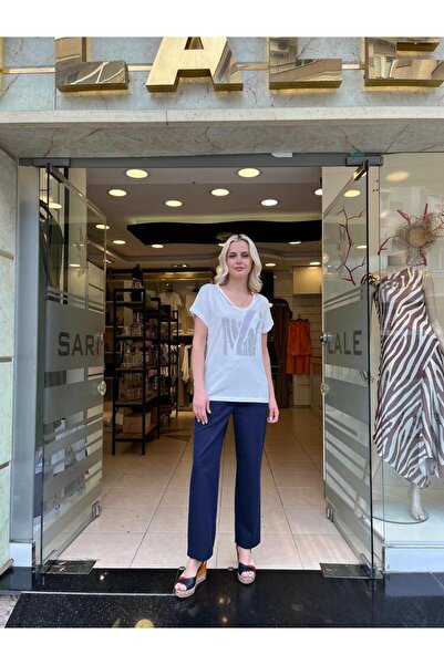 DAIDO Γυναικείο γιακά με λεπτομέρεια μπροστινή πέτρα Μπλούζα με χαμηλό μανίκι...