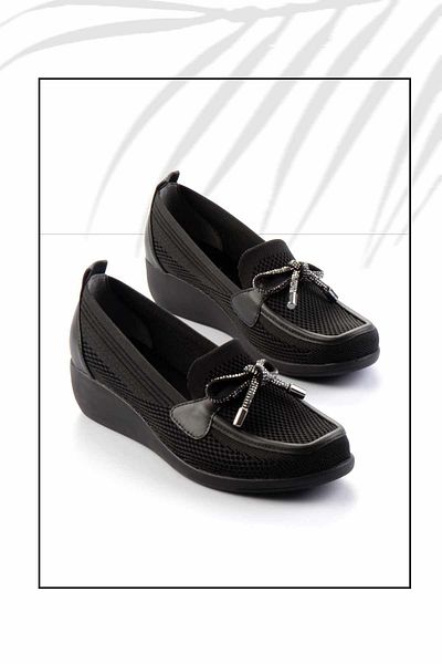 Bambi Schwarze Strick-Damen-Freizeitschuhe K 01474011482